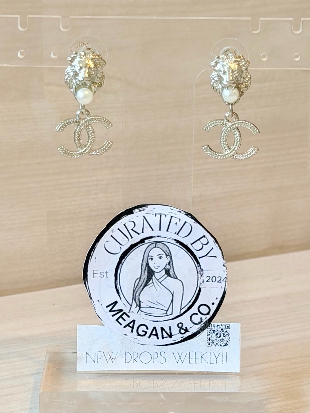 CC Gold Pearl Drop Earrings